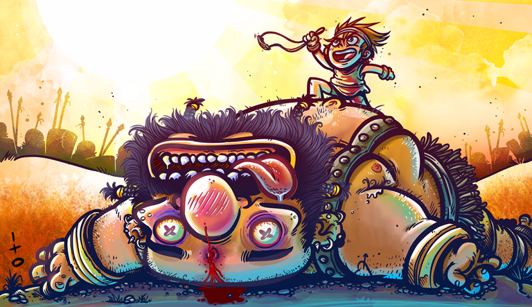 David sobre Goliat en postura de victoria