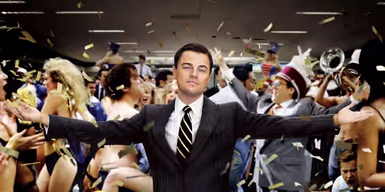 Leonardo Di Caprio en escena de la película Wolf of Wall Street